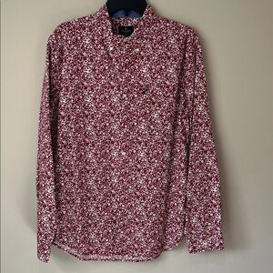 American Eagle Outfitters Red and White Classic Fit Shirt